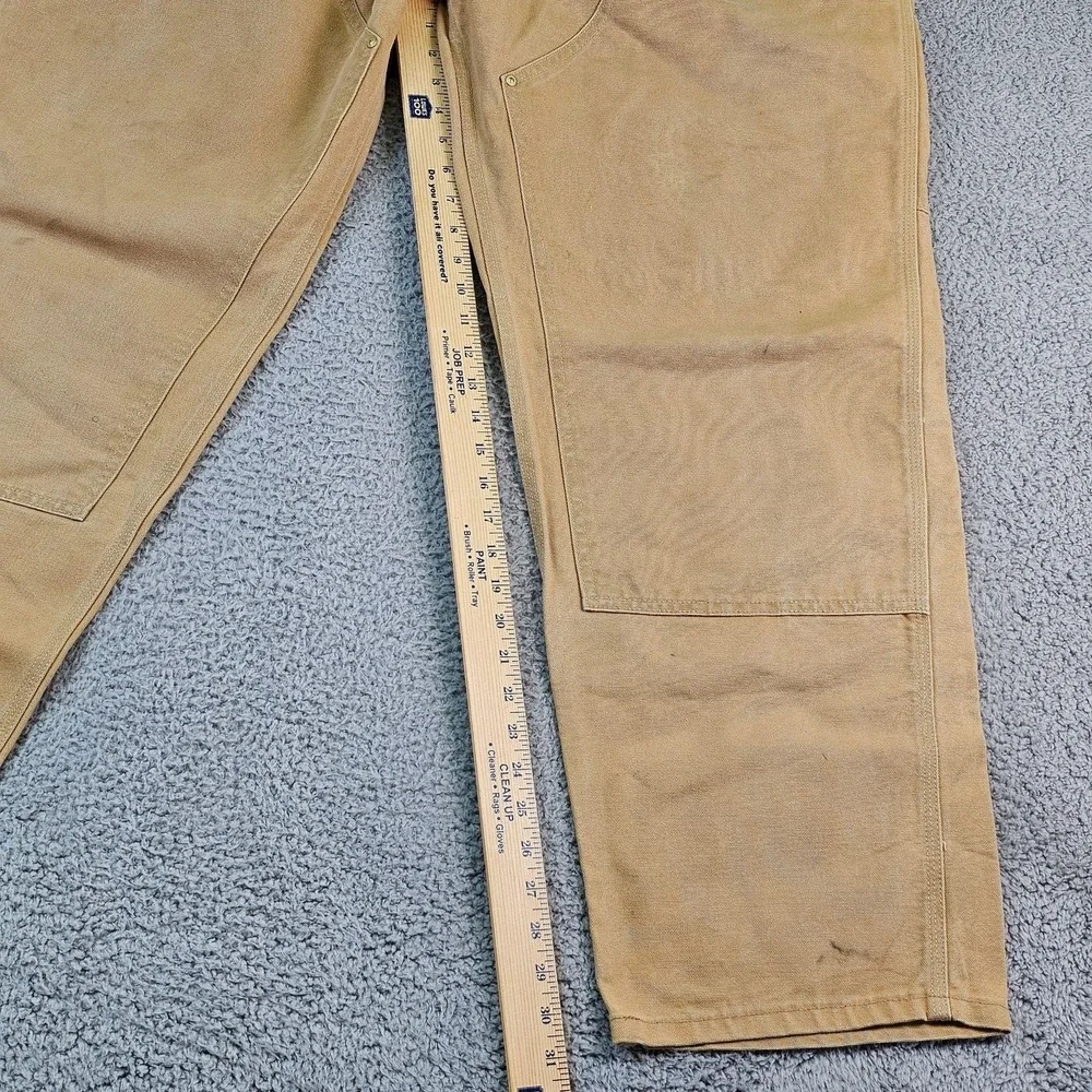 Vintage Carhartt Mens 44x32 Beige Double Knee Carpenter Workwear Pants USA Made